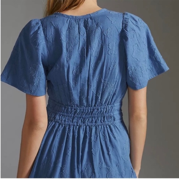 Anthropologie The Somerset Textured Mini Dress in Blue Size XL - Picture 2 of 5